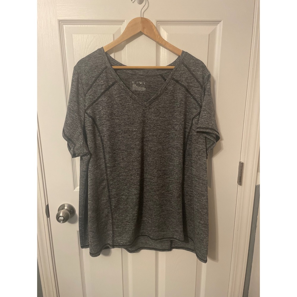 LIVI Active Gray Short Sleeve Performance Top Size 22 24